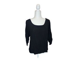 Edme & Esyllte Black Rayon 3/4 Sleeve Blouse